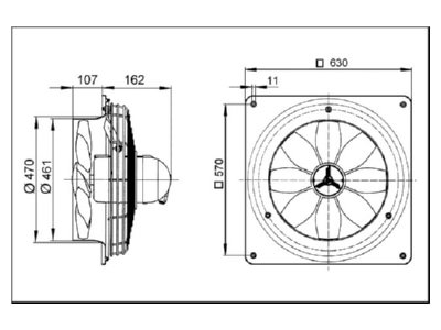 Ma�zeichnung Maico DZQ 45 6 B Ex e Axial Wandventilator ex geschuetzt