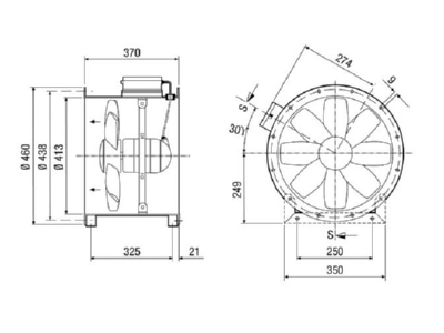 Dimensional drawing Maico DZR 40 6 B E Ex e Ex proof ventilator