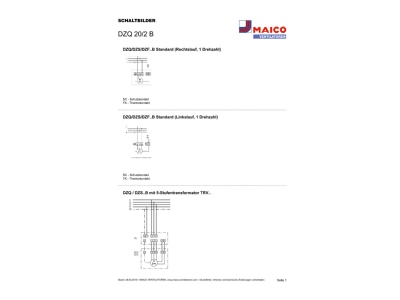 Circuit diagram Maico DZQ 20 2 B two way industrial fan 200mm
