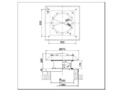 Dimensional drawing Maico EZD 25 2 B Roof mounted ventilator 1900m  h 180W