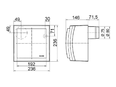 Dimensional drawing Maico Centro M APB Ventilator for in house bathrooms