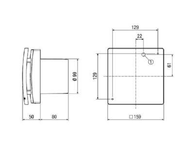 Dimensional drawing Maico ECA 100 ipro H Small room ventilator surface mounted