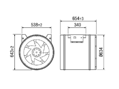 Dimensional drawing Maico EDR 63 Duct fan 16250m  h