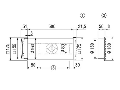 Dimensional drawing Maico ALD 160 Ventilation valve