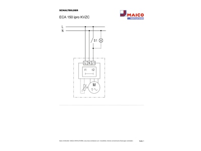 Schaltbild Maico ECA 150 ipro KVZC Kleinraumventilator DN150 Zeitschalter