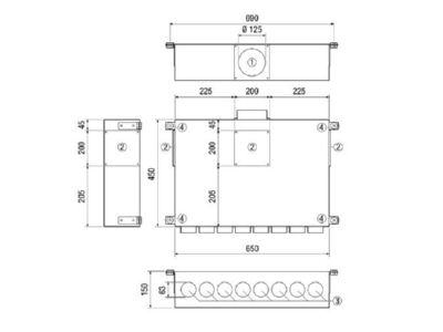 Ma�zeichnung Maico MF BV63 125 8 Luftverteiler aus Blech 8 Anschl  f Flexrohr