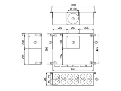 Ma�zeichnung Maico MF BV75 160 12 Luftverteiler aus Blech 12Anschl  f Flexrohr