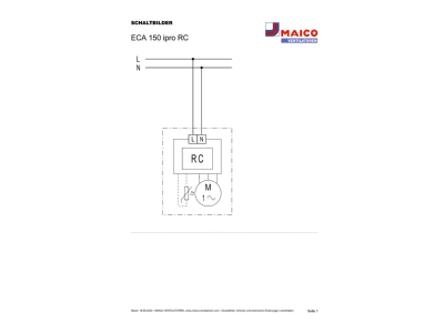 Circuit diagram Maico ECA 150 ipro RC Small room ventilator surface mounted
