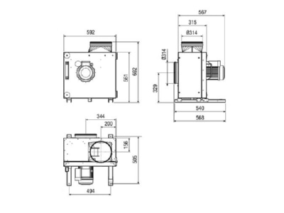 Mazeichnung Maico EKR 31 2 Schallgedaemmte Abluftbox AC Modell neu DN315