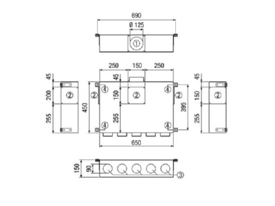 Ma�zeichnung Maico MF BV90 125 5 Luftverteiler 5Anschl Flexr MF F90