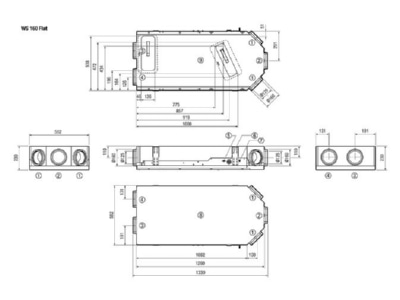 Ma�zeichnung Maico WS 160 Flat KBZET Raumluft System m Bypass Vorheiz  Z 