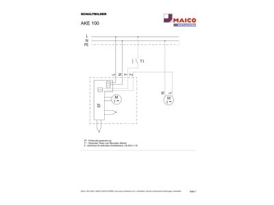 Schaltbild Maico AKE 100 Kleinraumventilator 92 m3 h  DN 100