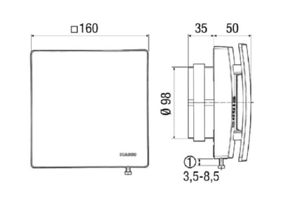 Dimensional drawing Maico AZV 100 Ventilation valve