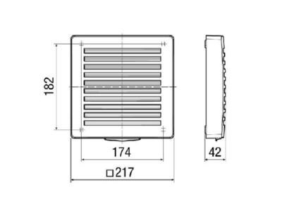 Dimensional drawing Maico PP 45 AK Ventilation grille 180mm