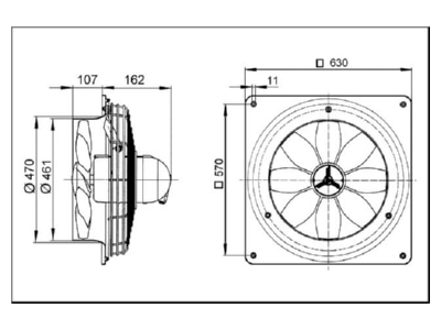 Dimensional drawing Maico DZQ 45 4 B Ex t Ex proof ventilator
