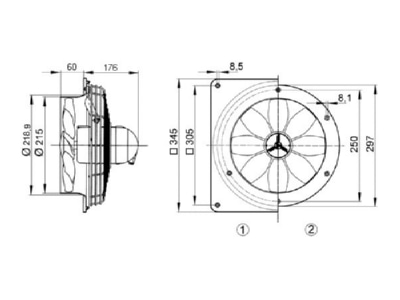 Dimensional drawing Maico DZS 20 4 B Ex t Ex proof ventilator