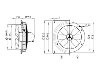 Dimensional drawing Maico DZS 60 6 B Ex t Ex proof ventilator