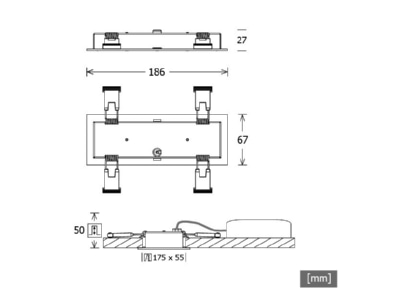 Dimensional drawing LTS CHOCM R 140   665583 Downlight spot floodlight CHOCM R 140  665583