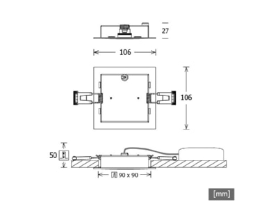 Dimensional drawing LTS CHOCM R 220   665604 Downlight spot floodlight   LED recessed light 840 DALI  white  CHOCM R 220  665604