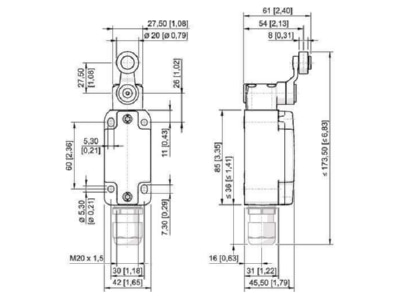 Dimensional drawing Stahl 8070 2 2 D U60 End switch