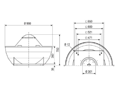 Mazeichnung Maico DRD V 45 4 Ex Radial Dachventilator 7596m3 h  Drehstrom