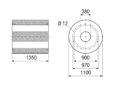Dimensional drawing Maico RSKI 90 1500 Sound absorber rectangular air duct