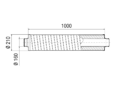 Ma�zeichnung Maico RSR 16 1 Rohrschalldaempfer Laenge 1000  DN 160