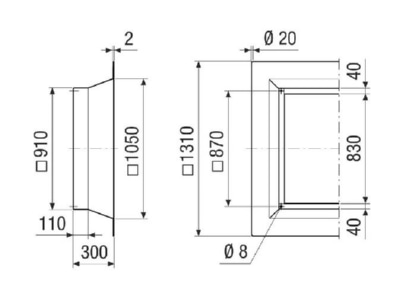 Ma�zeichnung Maico SOFI 80 90 Flachdachsockel f  Nennweite 800 900