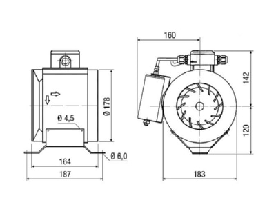 Mazeichnung Maico ERM 18 Ex t 60 Hz Rohrventilator Halbradial DN18  60 Hz