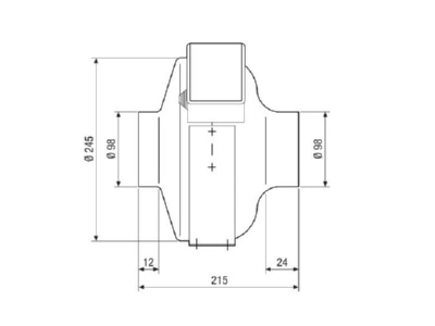 Ma�zeichnung Maico ERR 10 2 EC Radial Rohrventilator 362m3 h  NW100