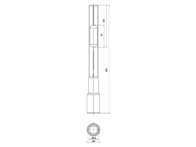 Dimensional drawing 1 OBO LE HAMMER AC Hammer insert for earthing rod
