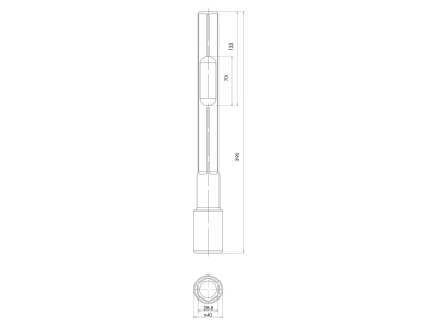 Dimensional drawing 2 OBO LE HAMMER AC Hammer insert for earthing rod