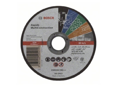 Produktbild Bosch Power Tools 2 608 602 385 Trennscheibe Rapido MC125x1 0mm