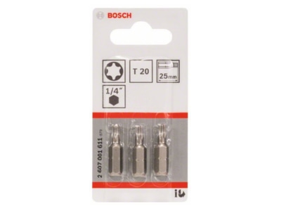Product image 2 Bosch Power Tools 2 607 001 611  VE3  Bit for Torx screws TX20 2 607 001 611  quantity  3