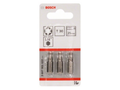 Product image 1 Bosch Power Tools 2 607 001 622  VE3  Bit for Torx screws TX30 2 607 001 622  quantity  3 
