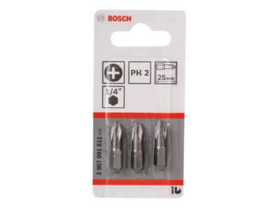 Product image 1 Bosch Power Tools 2 607 001 511  VE3  Bit for cross head screws PH 2 2 607 001 511  quantity  3 

