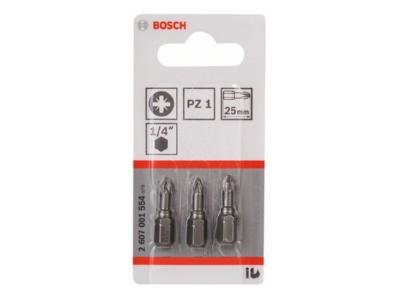 Product image 1 Bosch Power Tools 2 607 001 554  VE3  Bit for cross head screws Pozidriv PZ 1 2 607 001 554  quantity  3 
