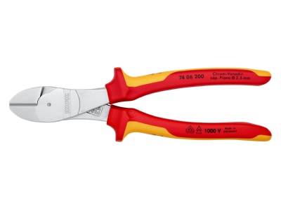 Produktbild 3 Knipex 74 06 200 Kraft Seitenschneider isoliert  200mm