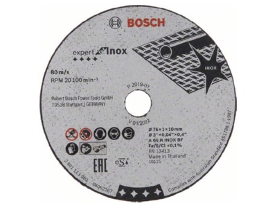 Produktbild 1 Bosch Power Tools 2 608 601 520  VE5  Trennscheibe 76x1x10mm 2 608 601 520  Inhalt  5 