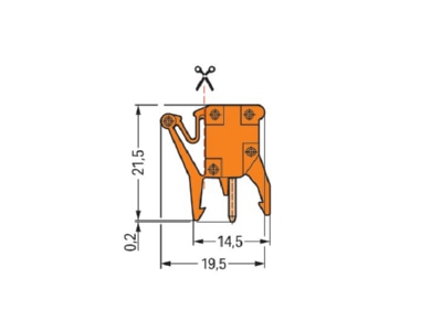 Mazeichnung 1 WAGO 249 111 Pruefadapter 1 polig orange