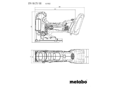 Masszeichnung Metabowerke STA 18 LTX 100 Akku Stichsaege body in Metaloc