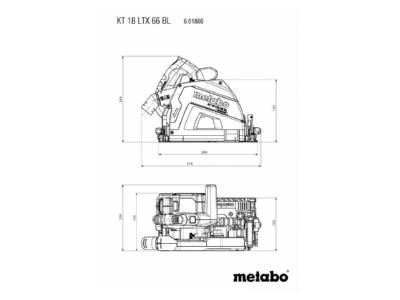 Dimensional drawing Metabowerke 601866840 Battery circular saw 18V