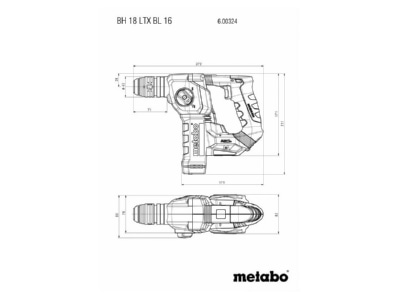 Mazeichnung Metabowerke BH 18 LTX BL 16 Akku Bohrhammer
