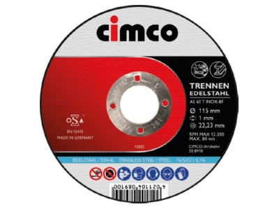 Produktbild 1 Cimco 206840  VE10  Trennscheiben EDELSTAHL 10x 115x1 0mm 206840  Inhalt  10 