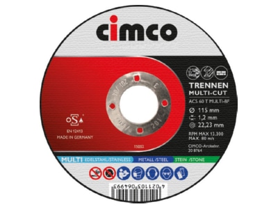 Produktbild 1 Cimco 206844  VE10  Trennscheiben MULTI CUT 10x 115x1 2mm 206844  Inhalt  10 