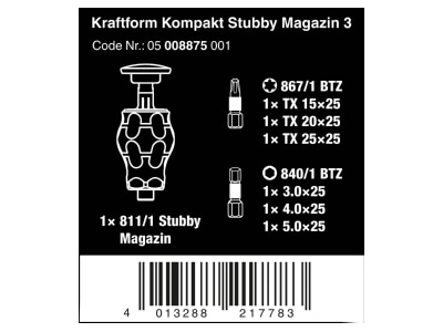 Product image detailed view Wera 05008875001 Bit set 6 pieces