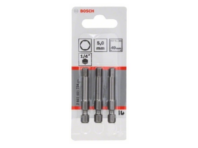 Produktbild 2 Bosch Power Tools 2607001734 Schrauberbit HEX 5 49mm VE3