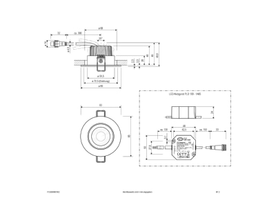 Ma�zeichnung EVN PCE650N61602 LED Deckeneinbauleuchte 3000K V4A anth