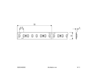 Dimensional drawing EVN SB2024802802 Light ribbon  hose  strip
