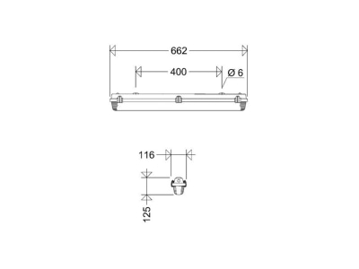 Ma�zeichnung Schuch 161 06L12 IFS LED Feuchtraumleuchte IP65  SK I  IFS